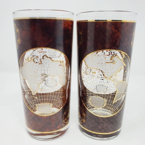 Terrarvm Orbis Geographica Map Brown Gold Glass - Picture 2 of 6